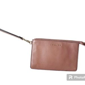 MICHAEL Michael Kors Daniela Small Leather Wristlet Nude Beige